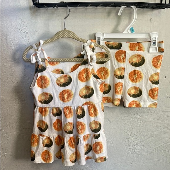 Kate Quinn Orange and White Orange Citrus Print Top and Shorts Set - Picture 1 of 5